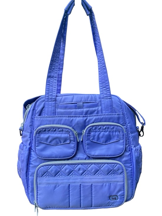 lug Handbags - Lug Puddle Jumper Quilted Travel Tote Overnight Gym Bag Periwinkle Blue